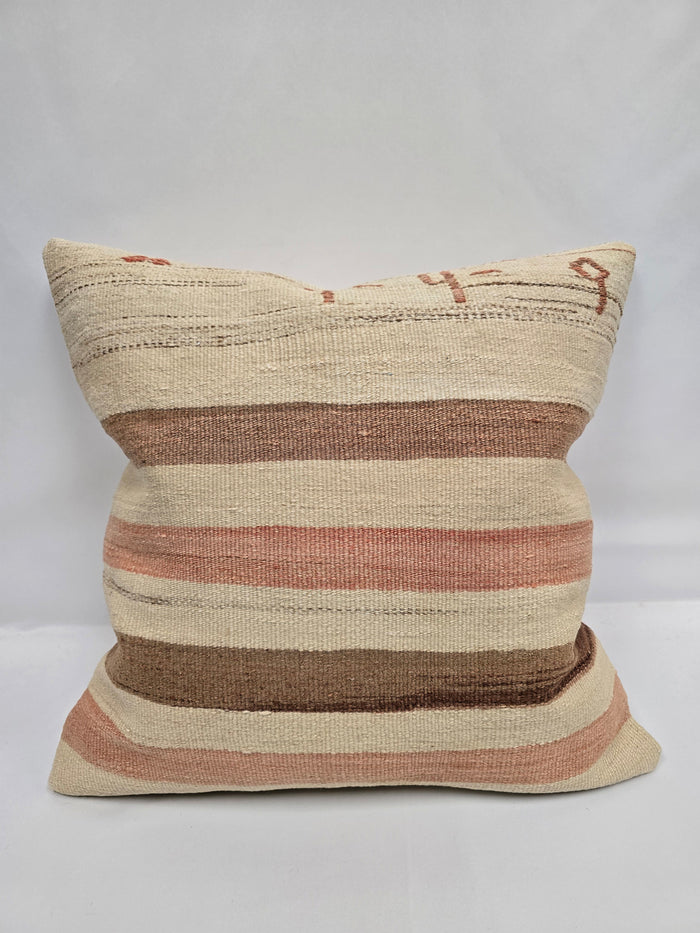 Turkish Hemp Pillow Natural Beige Brown Pink Pillow Cushion Cover 24" x 24" #9211
