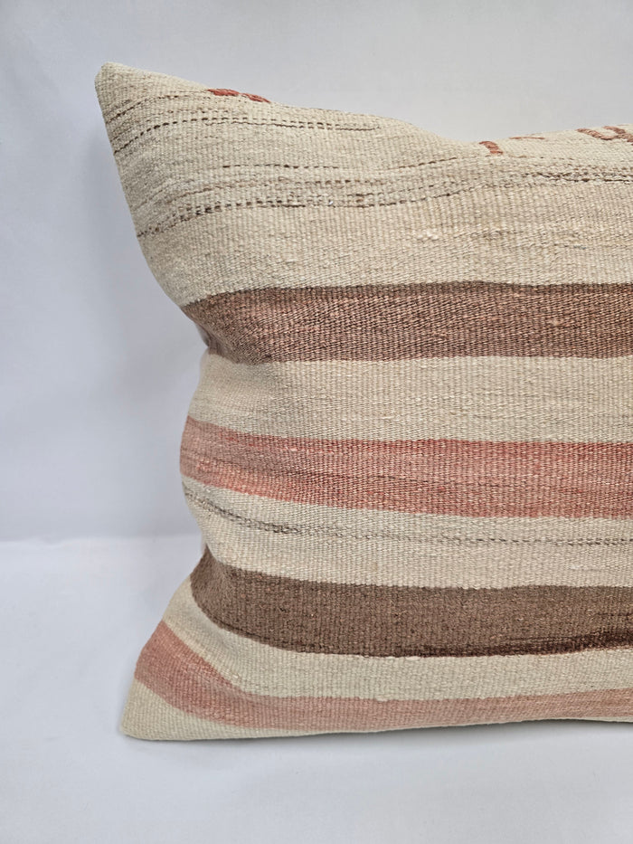 Turkish Hemp Pillow Natural Beige Brown Pink Pillow Cushion Cover 24" x 24" #9211
