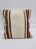 Turkish Hemp Pillow Natural Brown Red Beige Pillow Cushion Cover 24" x 24" #9213