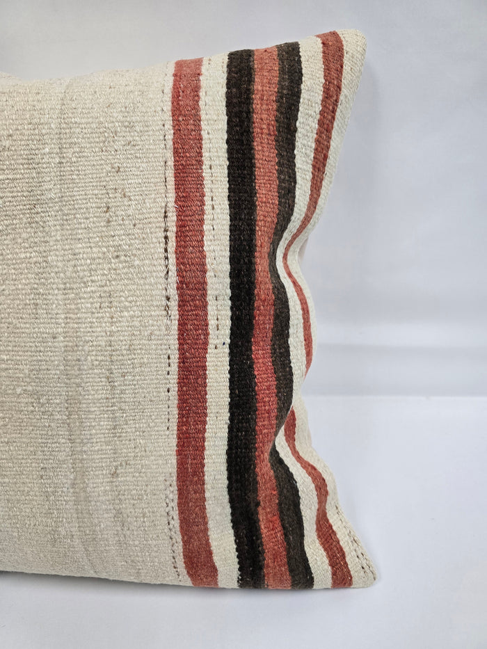 Turkish Hemp Pillow Natural Brown Red Beige Pillow Cushion Cover 24" x 24" #9213