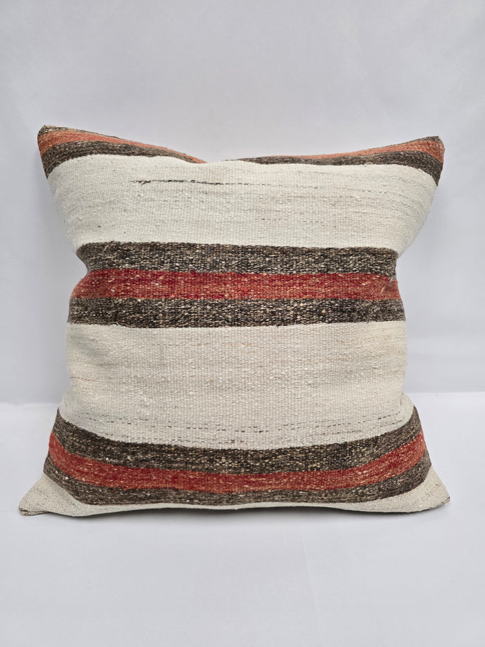 Turkish Hemp Pillow Natural Brown Red Beige Pillow Cushion Cover 24" x 24" #9214
