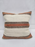 Turkish Hemp Pillow Natural Orange Brown Beige Pillow Cushion Cover 24" x 24" #9207