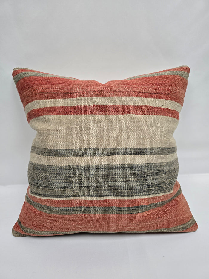 Turkish Hemp Pillow Natural Red Green Beige Pillow Cushion Cover 24" x 24" #9205