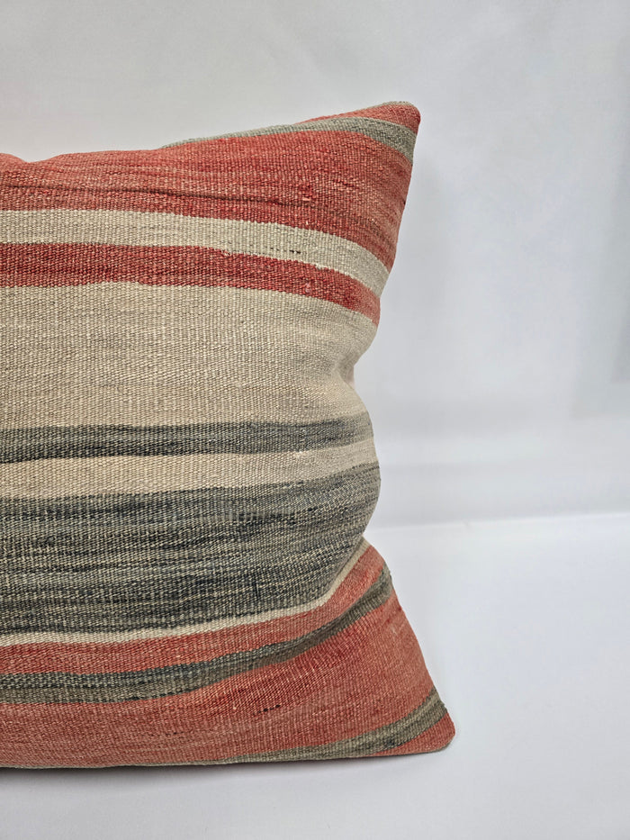 Turkish Hemp Pillow Natural Red Green Beige Pillow Cushion Cover 24" x 24" #9205