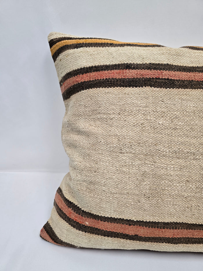 Turkish Hemp Pillow Natural Yellow Brown Pink Beige Pillow Cushion Cover 24" x 24" #9231
