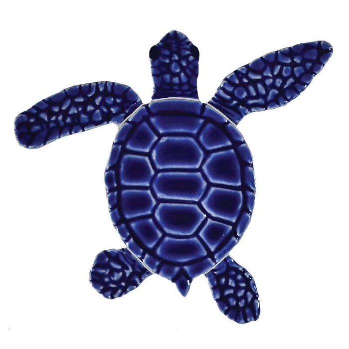 Turtle Loggerhead A Blue Mini 4" Ceramic Mosaic Tile