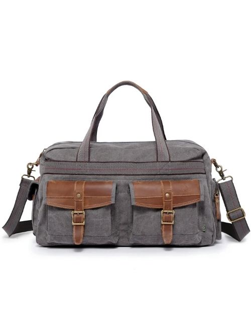 Turtle Ridge Grey Canvas Duffle Bag