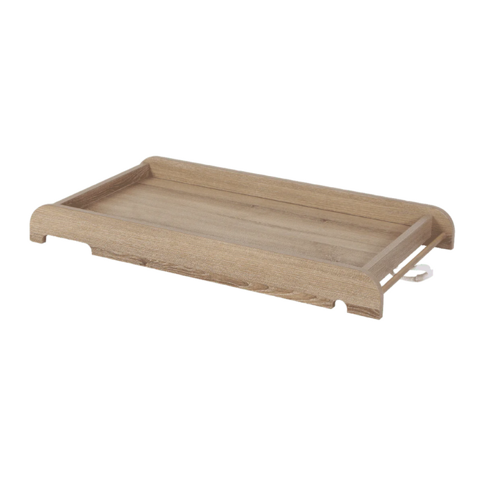 A wooden Universal Cot Top Changer with a plain finish, designed to sit atop cot bed rails.