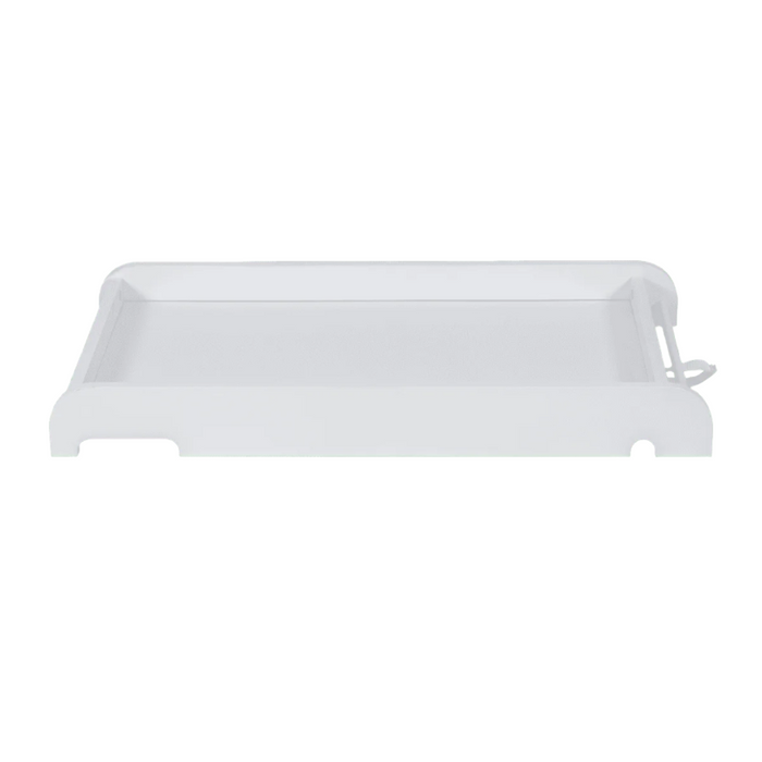 Aerial view of a white Universal Cot Top Changer with a white background