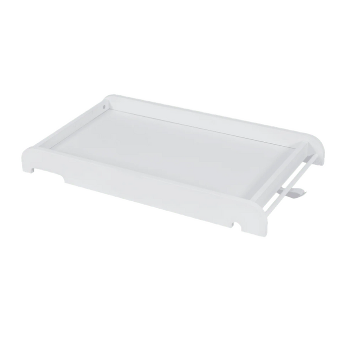 Aerial view of a white Universal Cot Top Changer with a white background