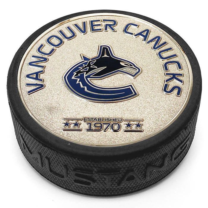 Vancouver Canucks Puck | Established Silver Medallion
