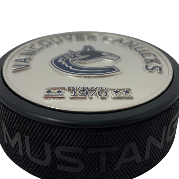 Vancouver Canucks Puck | Established Silver Medallion