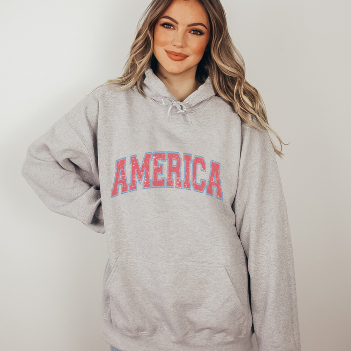 Varsity America Patriotic 4th of July Graphic Hoodie