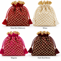 Velvet potli bag with gold lattice work