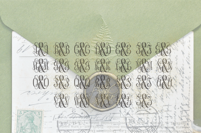 Vine Double Initials Embosser - Backtozero B20 - 2 initials, ampersand, Calligraphy, Double Initials, Embosser, embosser2initials, Monogram, Wedding