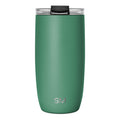 Sage green insulated tumbler with tapered cylindrical shape and flat bottom on white background