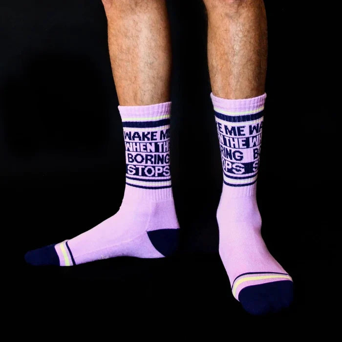 Wake Me When the Boring Stops Gym Socks
