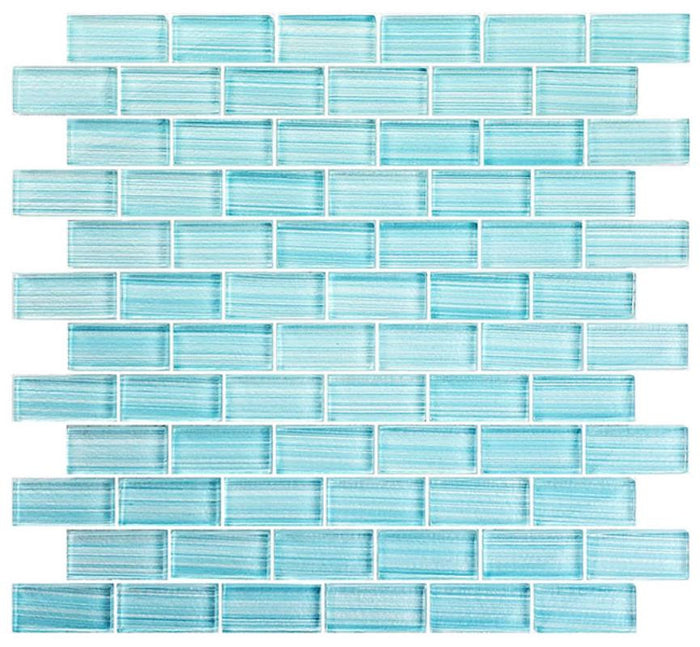 Watercolors Seafoam 1x2 Glass Mosaic Tile 12x12 Sheet