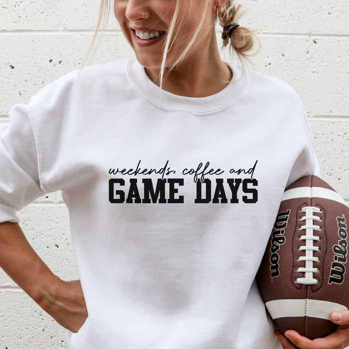 Weekends, Coffee and Gamedays Football Crewneck Sweatshirt - Trendznmore