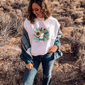 Western Turquoise Sunflower Skull Graphic Sweatshirt - Trendznmore