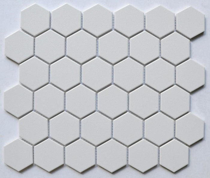 White 2" Hex Porcelain Mosaic Tile 11x13 Sheet