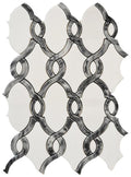 White and Grey Oval Marble Braid Mosaic Tile 12x12 Sheet