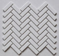 White Glossy Herringbone Porcelain Mosaic Tile 11x11 Sheet