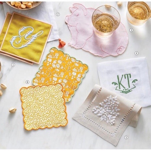 White Linen Cocktail Napkins
