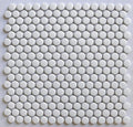 White Penny Round Glossy Porcelain Mosaic Tile 12x12 Sheet