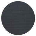 The Bodrum Wicker Round Placemat Black Set of 4 features dark gray woven vinyl with a subtle textured pattern, phthalate-free for easy care and everyday use, shown from above on a white background.
