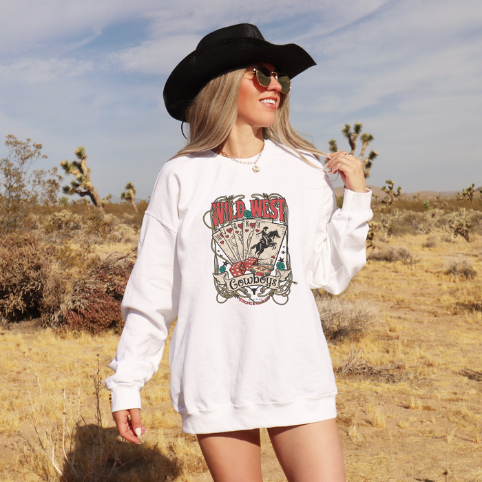 Wild West Cowboys Cards Western Graphic Sweatshirt
