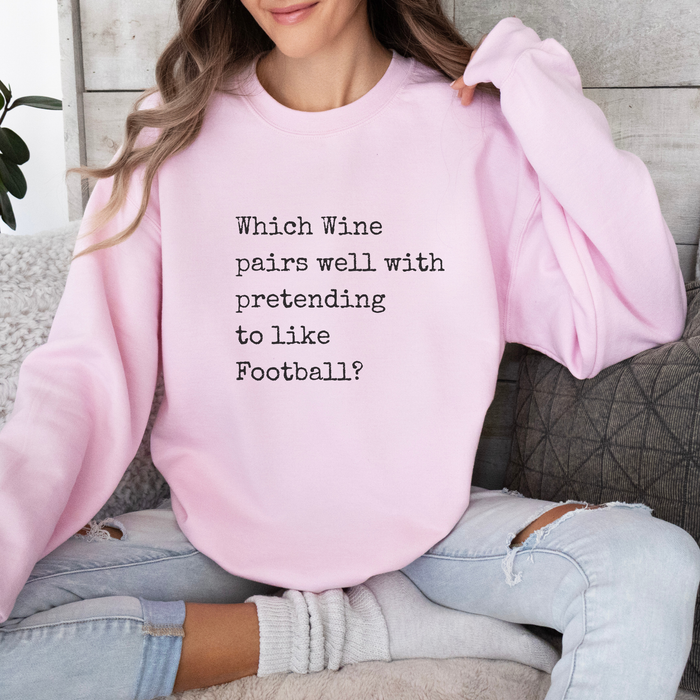 Wine Pairs Well With Football Graphic Crewneck Sweatshirt